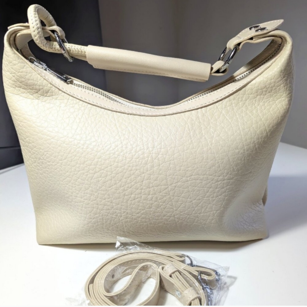 Elegant Cream Leather Like Shoulder Bag